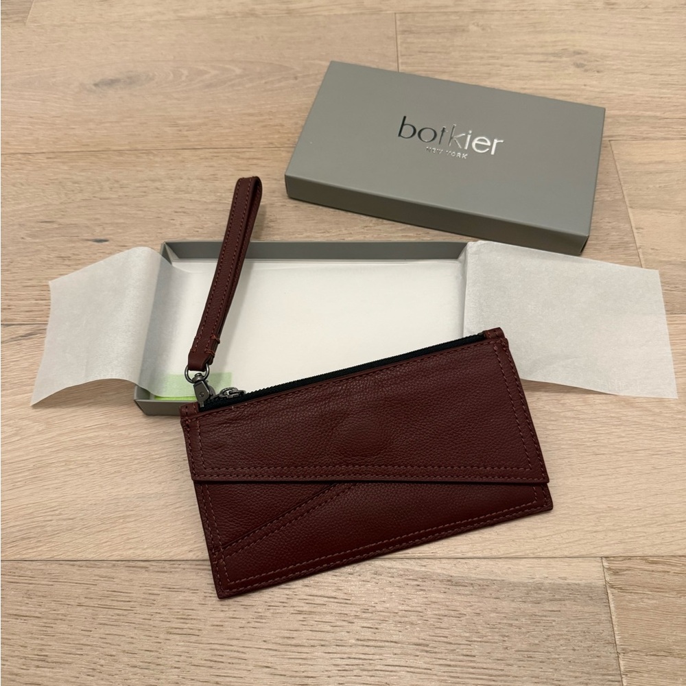 Botkier Brownish Red Malbec Leather Crosstown Clutch Wristlet NEW